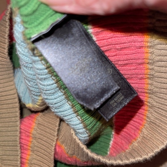 Liz Claiborne vintage pink green blue multicolored striped knit sweater Petite M - Picture 6 of 10